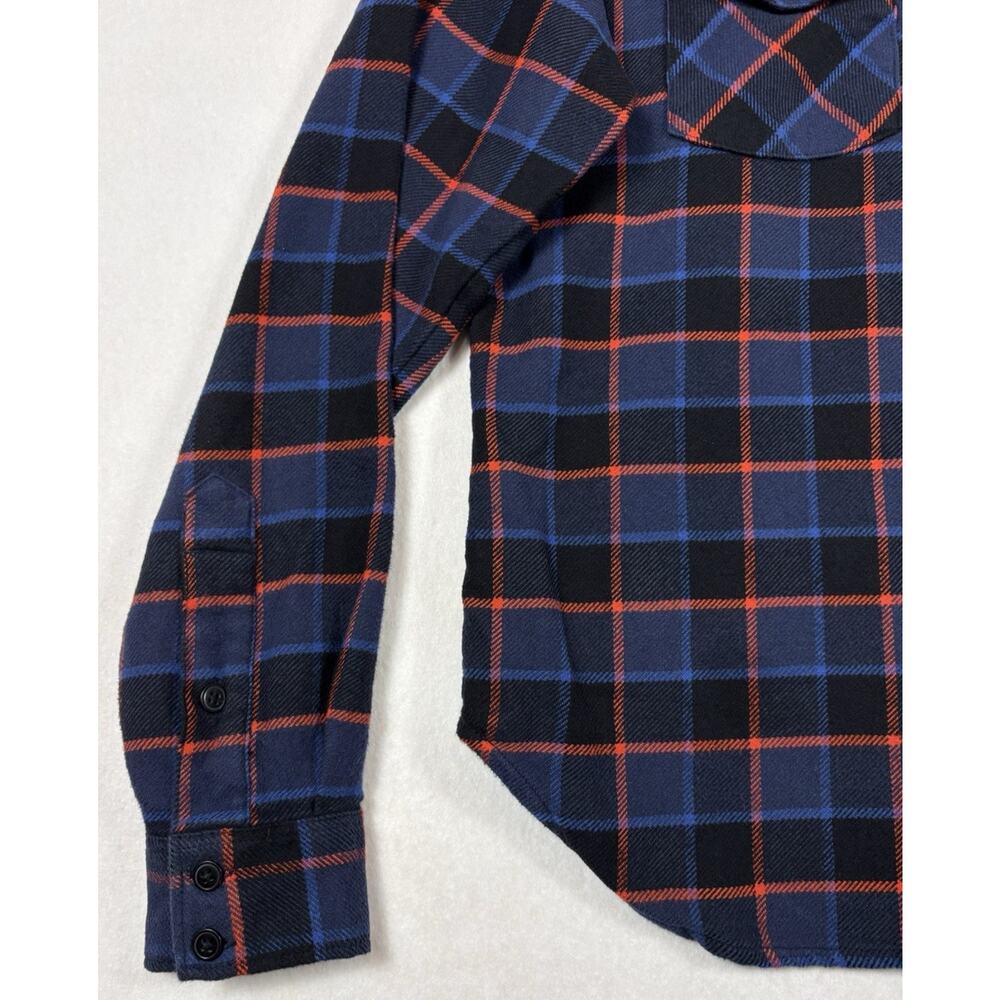 Wrangler Blue Plaid 1/4 Zip Shirt Womens XS Organic Cotton Flannel Workwear - Picture 6 of 11